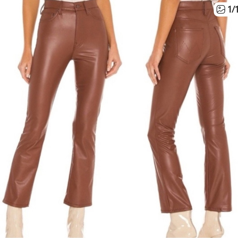 MOTHER MID RISE DAZZLER ANKLE WAX ON WAX OFF FAUX LEATHER 27